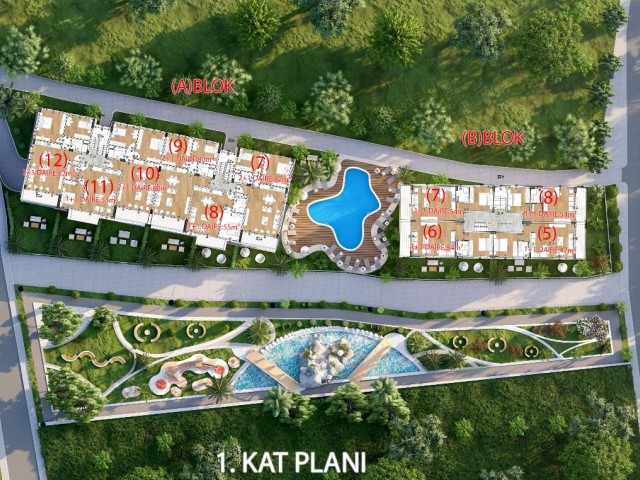 1+1 AND 2+1 FLATS WITH POOL FOR SALE IN KYRENIA ALSANCAK REGION