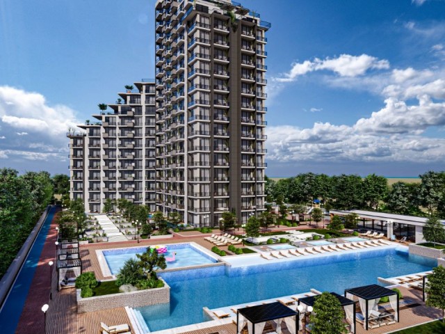 PRIVATE BEACH FLATS FOR SALE IN LEFKE GAZİVEREND FROM A SEAFRONT PROJECT