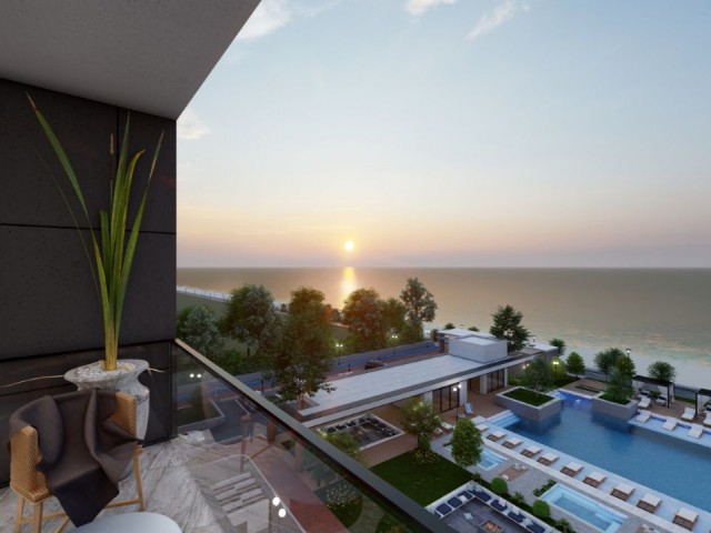 PRIVATE BEACH FLATS FOR SALE IN LEFKE GAZİVEREND FROM A SEAFRONT PROJECT