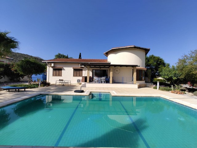 Semi-furnished centrally heated sea and mountain view villa with private large pool