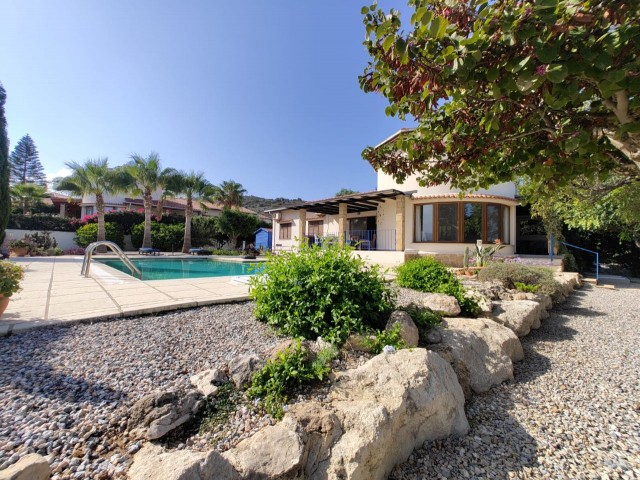 Semi-furnished centrally heated sea and mountain view villa with private large pool