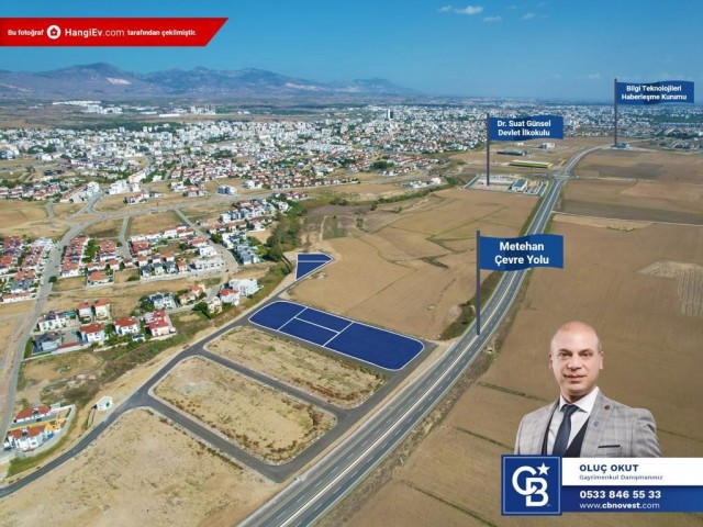 In Yenikent, the most prestigious area of Nicosia, 3106 m2 Turkish Land for Sale with Commercial Per