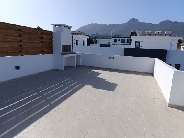Luxury 2+1 new fully furnished flat for rent in Çatalköy, Kyrenia, with its own terrace and barbecue area.