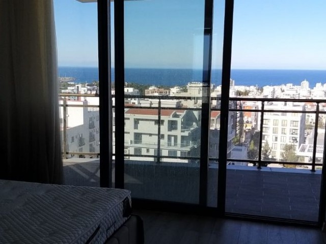 our spacious, spacious apartment with 3 + 1 full modern furniture for rent on the top floor of FEO elegance with this unique view, which offers almost sky-high life in the largest structure of Kyrenia, opens the doors to luxury and high-quality life for you... 05338445618 ** 