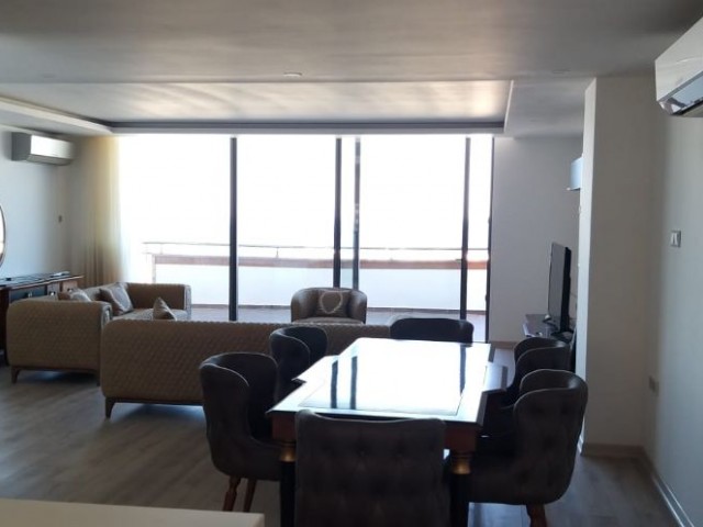 our spacious, spacious apartment with 3 + 1 full modern furniture for rent on the top floor of FEO elegance with this unique view, which offers almost sky-high life in the largest structure of Kyrenia, opens the doors to luxury and high-quality life for you... 05338445618 ** 