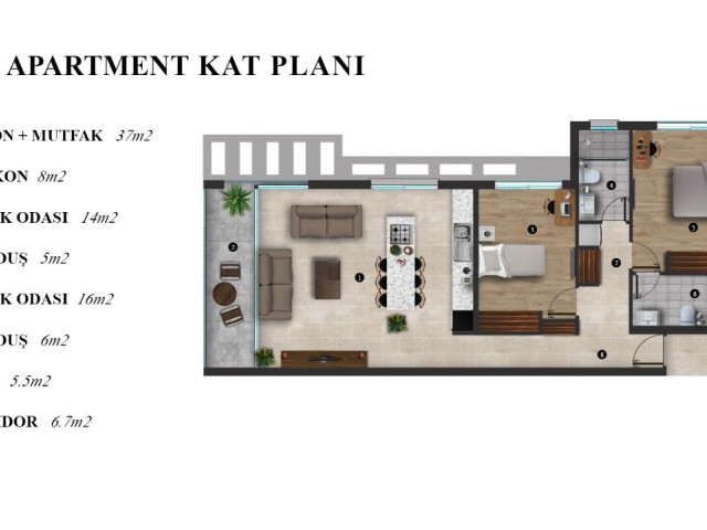 PRÄCHTIGE 2+1 WOHNUNG IN DER PRESTIGETRÄCHTIGSTEN RESIDENZ VON GUINEA