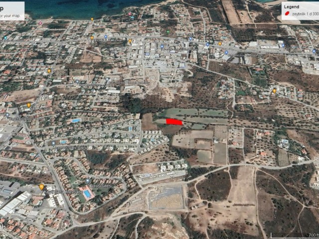 Land for sale in Kyrenia Zeytinlik area with an area of 1645m2 suitable for the construction of a single villa