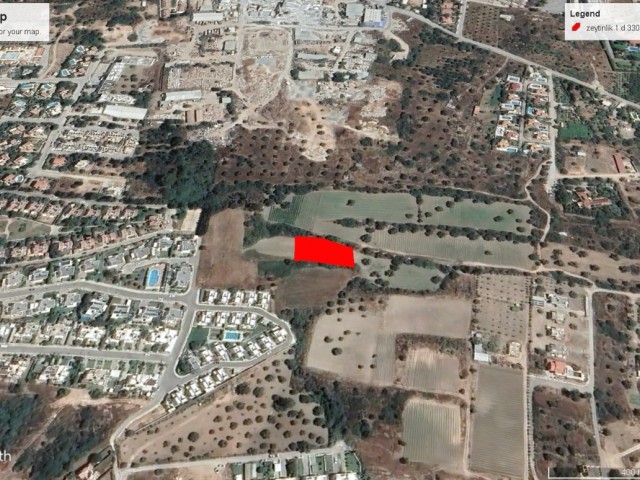 Land for sale in Kyrenia Zeytinlik area with an area of 1645m2 suitable for the construction of a single villa