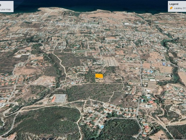 Kyrenia Catalkoy has an area of 3137 m2 for sale and right of way can be purchased.