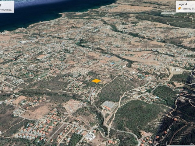 Kyrenia Catalkoy has an area of 3137 m2 for sale and right of way can be purchased.