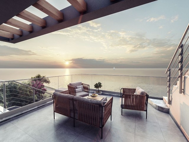 Kyrenia, Esentepe 2+1 Luxuswohnung direkt am Strand zum Verkauf mit Whirlpool