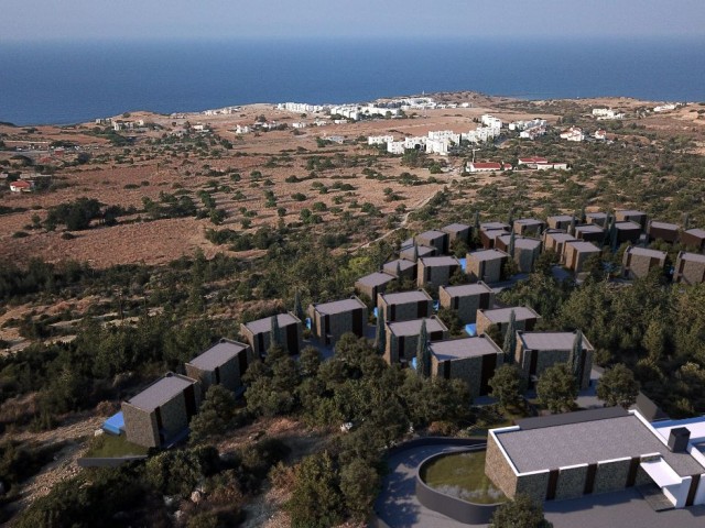 Ein prächtiges Villenprojekt an den Hängen des Berges im Gebiet Esentepe Bahçeli in Zypern, Girne