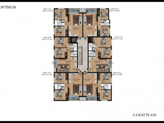 3+1 modern gestaltete Loft-Wohnungen zum Verkauf im Kyrenia Center, Zypern