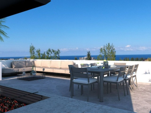 4+1 Triplex Villas with Turkish Title Sea View for Sale in Cyprus - Kyrenia - Çatalköy