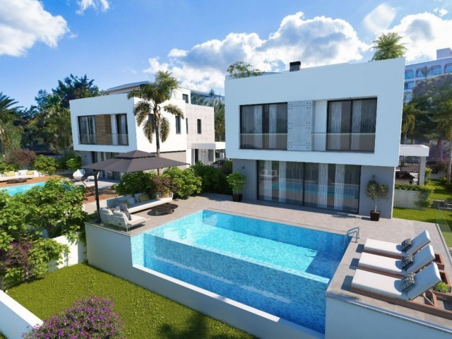 4+1 Triplex Villas with Turkish Title Sea View for Sale in Cyprus - Kyrenia - Çatalköy