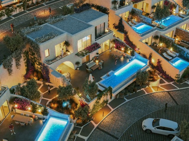 1+1 Ultra Luxurious Sea View Dublex Flat with Pool for Sale in Cyprus - Kyrenia - Kayalar