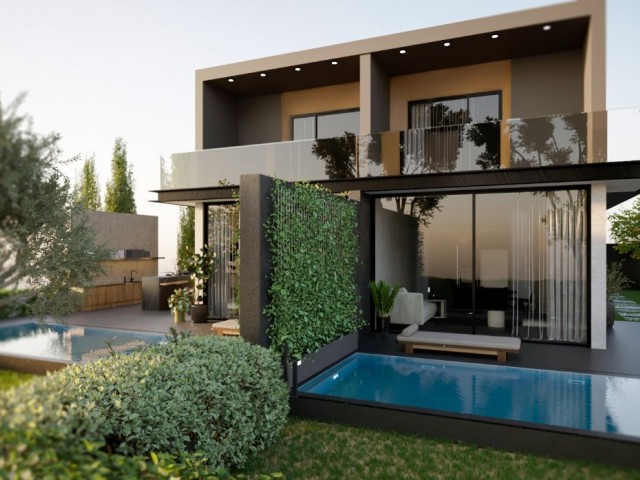 Kıbrıs Girne Lapta'da Satılık 3+1 Modern Tasarlanmış İkiz Villa