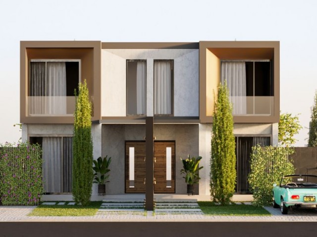 Kıbrıs Girne Lapta'da Satılık 3+1 Modern Tasarlanmış İkiz Villa