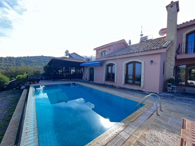 Mediterranean Style 3+2 Villa with Mountain and Sea Views for Sale in Kyrenia Malatya, Cyprus