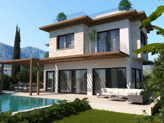 Luxury 3+1 Villas with Pool and Mountain and Sea Views for Sale in Cyprus - Kyrenia - Alsancak