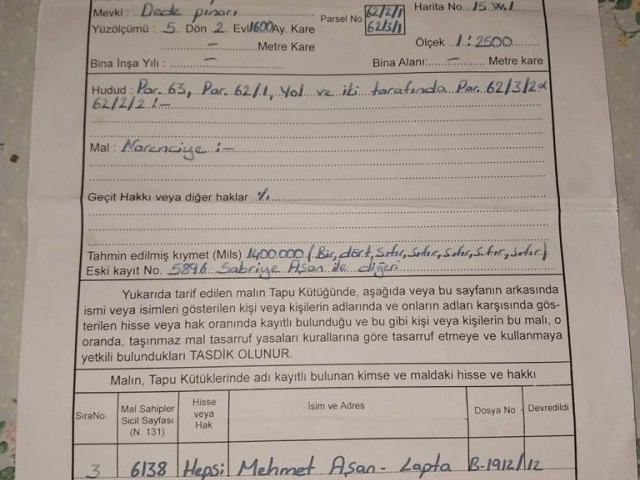 GIRNE LAPTA BOLGESINDE SATILIK ARSA