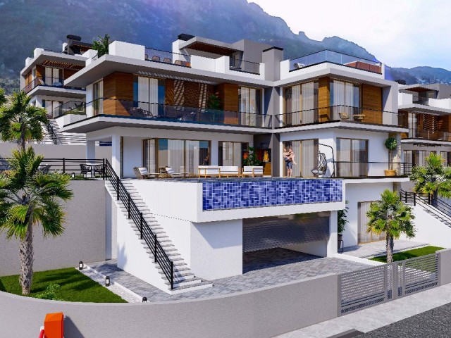 VILLAS FOR SALE WITH PERFECT SEA AND MOUNTAIN VIEWS IN KYRENIA LAPTA REGION