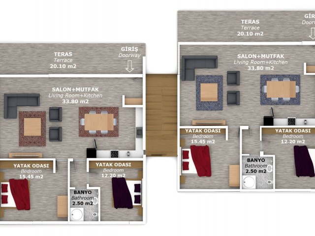 2+1 FLATS FOR SALE IN GIRNE OZANKÖY AREA