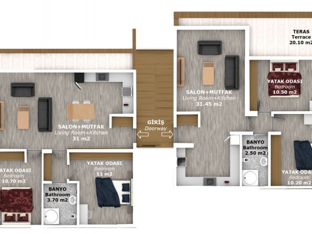 2+1 FLATS FOR SALE IN GIRNE OZANKÖY AREA