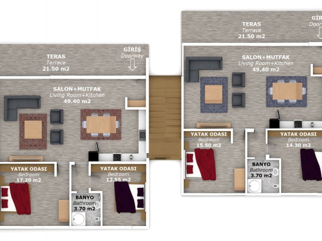 2+1 FLATS FOR SALE IN GIRNE OZANKÖY AREA