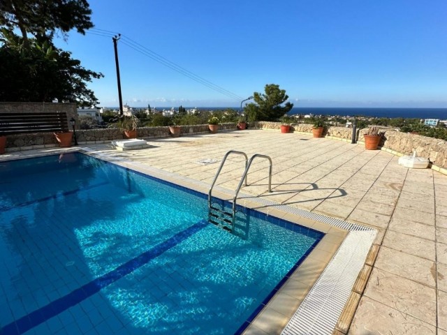 Fully furnished 4 bedroom villa with pool, 4 bathrooms and 5 toilets in Çatalköy with beautiful views of the mountains and sea. Available for daily rental