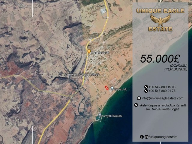  KUMYALI'DA 6.690 METRE KARE SATILIK ARAZİ £55.000 DÖNÜMÜ