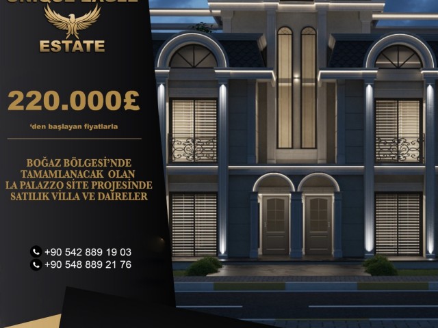 FOR SALE VILLAS AND APARTMENTS IN AN UPCOMING LA PALAZZO SITE PROJECT IN THE BOĞAZ REGION PRICING COMMENCES AT 220.000£