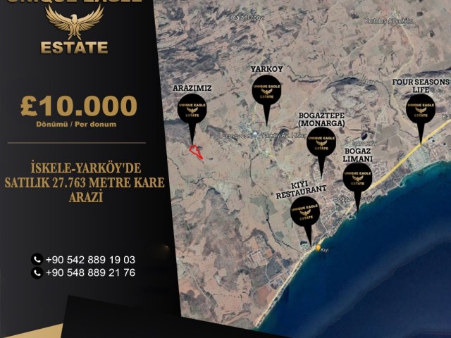 İSKELE-YARKÖY'DE SATILIK 27.763 METRE KARE ARAZİ £10.000 DÖNÜMÜ 