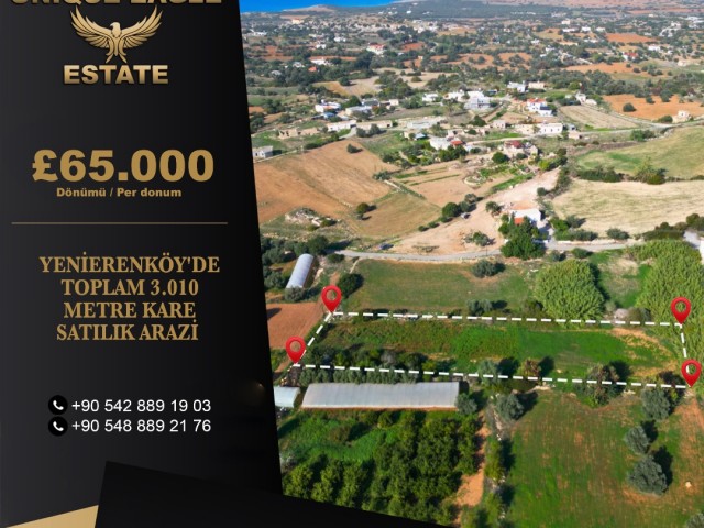 TOTAL 3,010 SQUARE METERS OF LAND FOR SALE IN YENIERENKOY  £65,000 PER DONUM