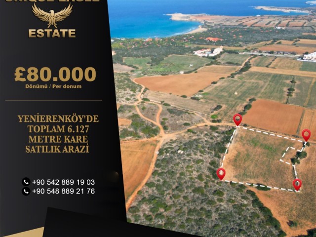 TOTAL 6,127 SQUARE METERS OF LAND FOR SALE IN YENIERENKOY  £80,000 PER DONUM