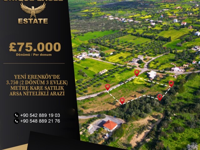 FOR SALE 3,750 SQUARE METER LAND IN YENİ ERENKÖY