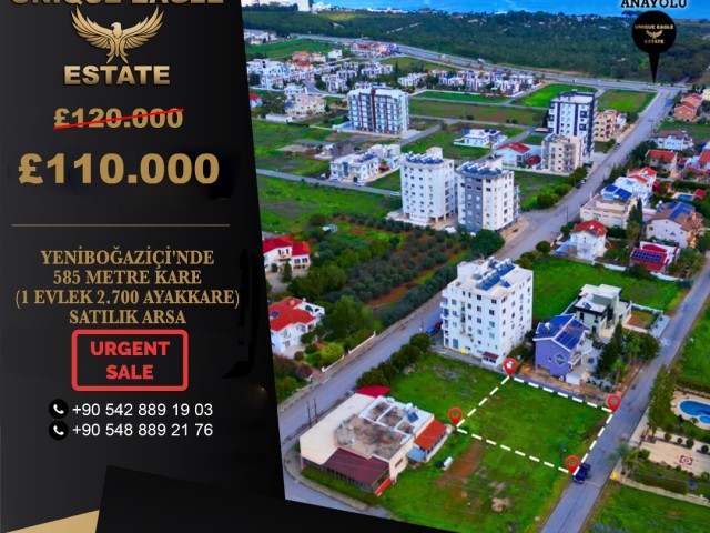 YENİBOĞAZİÇİ'NDE 585 METRE KARE (1 EVLEK 2.700 AYAKKARE) SATILIK ARSA £120.00’DEN 110.00 DÜŞTÜ!