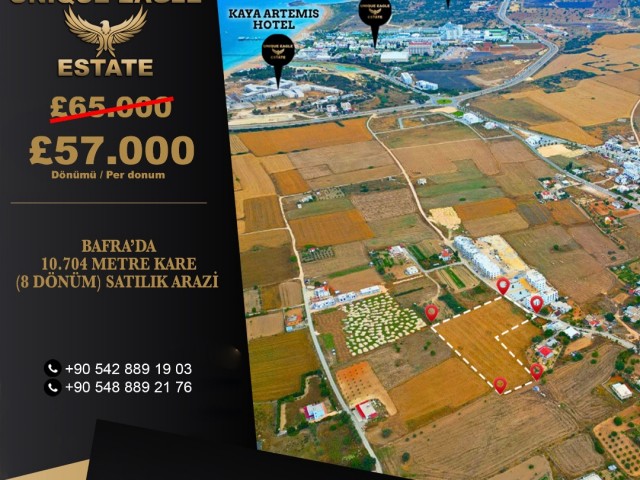 FOR SALE 10,704 SQUARE METER (8 DÖNÜM) LAND IN BAFRA  PRICE PER DONUM DROPPED FROM £65,000 TO £57,00