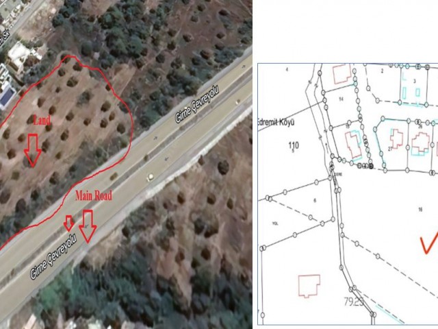 Новый земельный участок на кольцевой дороге Кирении, на главной дороге (Гирне-Алсанджак) с коммерческим разрешением.