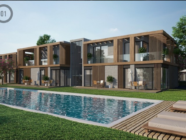2+1 townhouses with gardens and roof terraces for sale in Ozanköy, the magnificent region of Kyrenia, 5 minutes away from the center.