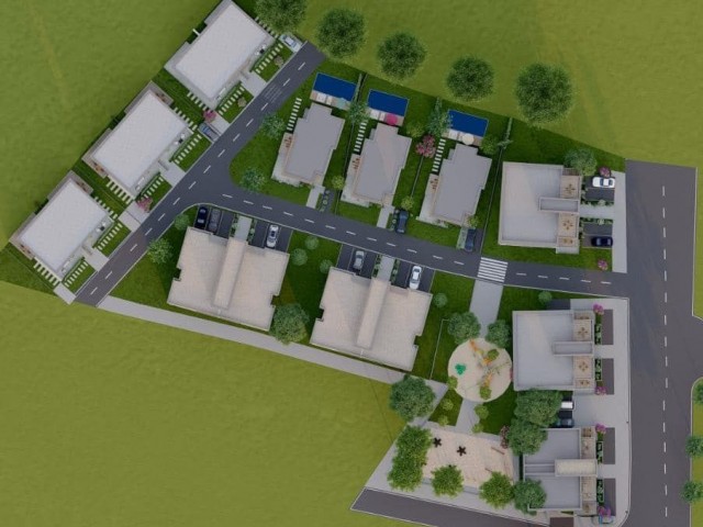 Ein neues Projekt in der Gegend von Famagusta und Tuzla: 3+1 einstöckige, freistehende Villa mit 175.000 Quadratmetern und Duplex-Doppelvilla mit 175.000 Quadratmetern;