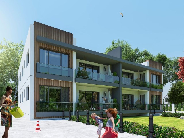 A new life begins in Famagusta Yenibogazici. Our 2+1 flats, our 2-storey building, 3 sides with a green area frontage, 4 sides with spacious and bright rooms that will not be blocked by the road.