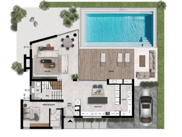 4+1 ULTRALUX VILLA WITH SEA VIEW IN ÇATALKÖY, DELIVERED IN MARCH 2024