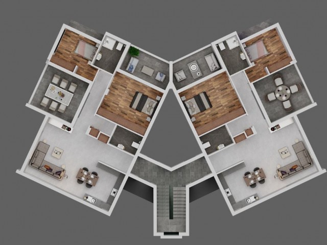 Квартиры Gonyeli 3+1 и 2+1 на первом и втором этажах сданы в декабре 2024 года.
