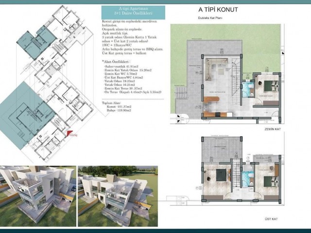 GONYELI 2+1 BAHCELI GROUND FLOOR 2+1 PENTHOUSE 3+1 GROUND FLOOR AND 2+1 DUPLEX FLAT