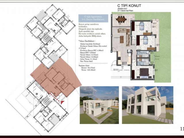 GONYELI 2+1 BAHCELI ERDGESCHOSS 2+1 PENTHOUSE 3+1 ERDGESCHOSS UND 2+1 DUPLEX-WOHNUNG