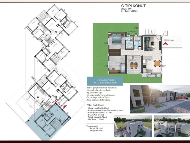 GONYELI 2+1 BAHCELI ERDGESCHOSS 2+1 PENTHOUSE 3+1 ERDGESCHOSS UND 2+1 DUPLEX-WOHNUNG