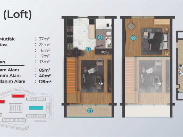 1+1 КВАРТИРА-ЛОФТ НА ПРОДАЖУ В РАЙОНЕ БОСФОРА