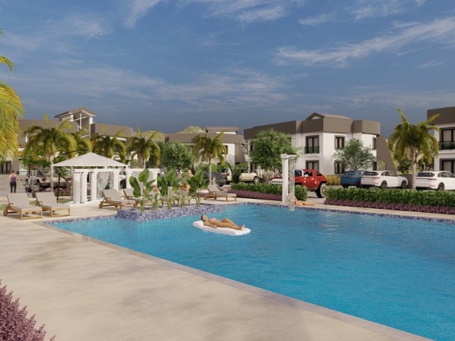 1 + 1 Apartment for Sale on a Site with a Pool in Kyrenia Edremit ** 