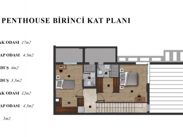 Girne Kaşgar'da Satılık Deniz Manzaralı 2+1 Penthouse